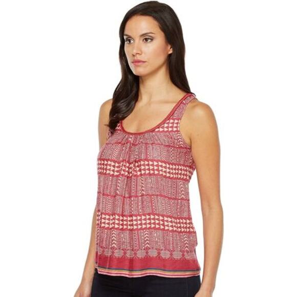 Lucky Brand Top Women's Sz M Brick Geo Tank Striped Blouse Sleeveless Multicolor - Picture 1 of 8